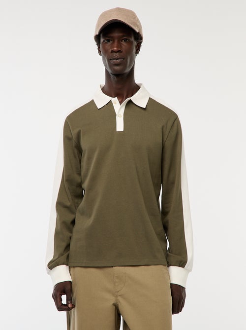 Polo bicolore à manches longues - Kiabi Polo bicolore à manches longues - Kiabi