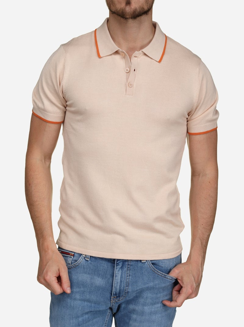 Polo Bill Tornade col liseré Beige clair - Kiabi
