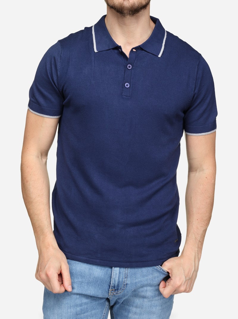 Polo Bill Tornade col liseré Blanc Bleu - Kiabi