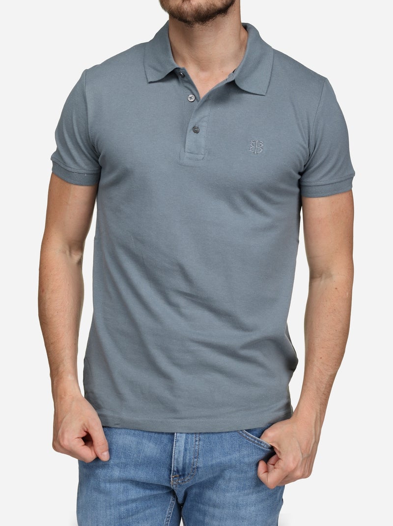 Polo Bill Tornade uni Bleu gris - Kiabi