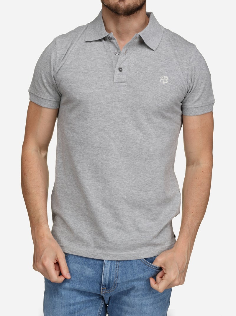 Polo Bill Tornade uni Gris chiné - Kiabi