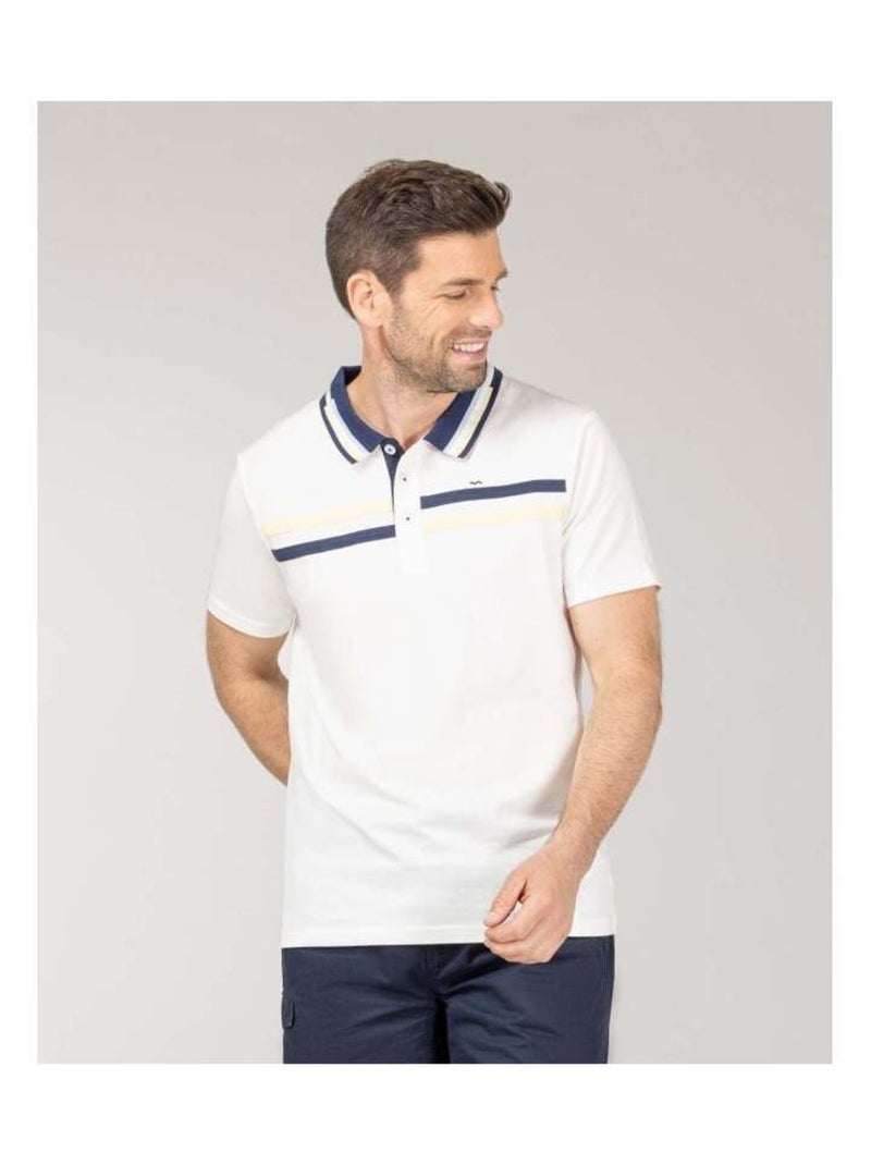 Polo blanc rayures poitrine Homme Blanc - Kiabi