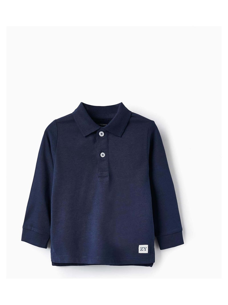 Polo bleu foncé à manches longues pour bébé garçon manches longues ESSENTIALS LINE Bleu foncé - Kiabi