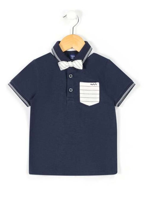 Polo bleu marine Garçon + noeud papilon blanc - Kiabi