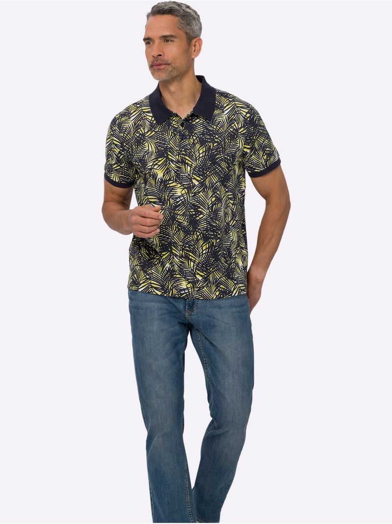 Polo Bords-côtes Confortables Aux Manches - Taille Standard - Moda Vilona Bleu marine - Kiabi