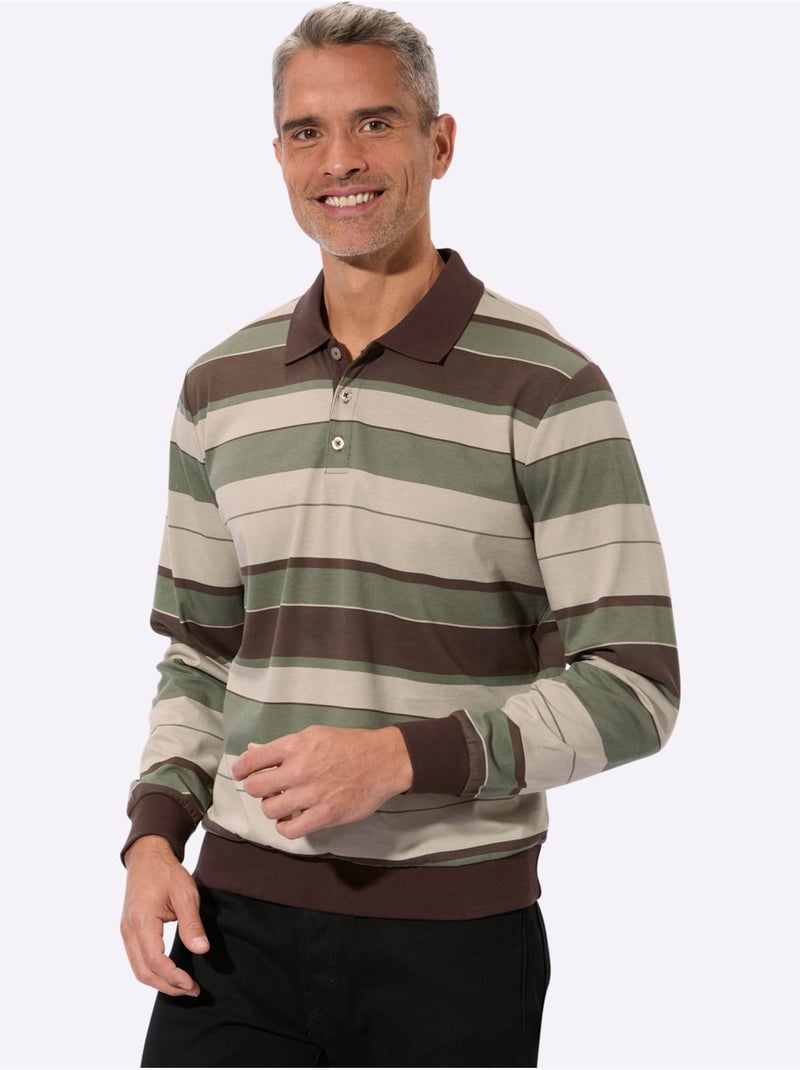 Polo bords côtes extensibles - taille standard - moda vilona Marron chocolat - Kiabi