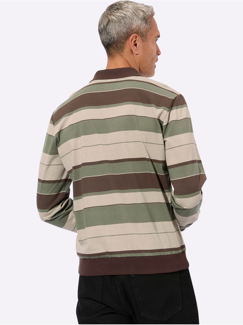 Polo bords côtes extensibles - taille standard - moda vilona Marron chocolat - Kiabi