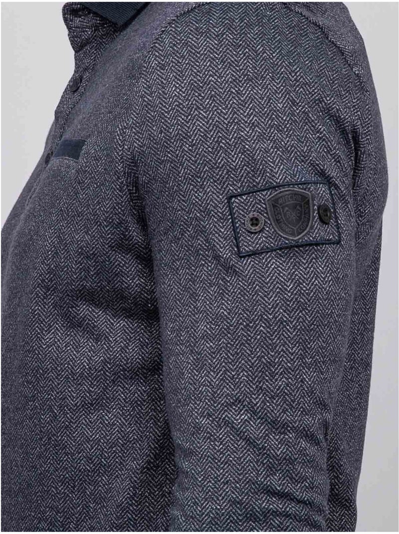 Polo chevrons manches longues coton pirotax Bleu marine - Kiabi