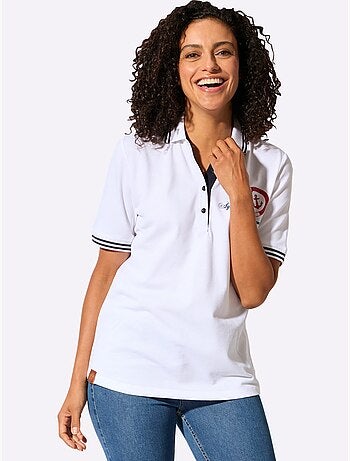 Polo classique à col côtelé avec rayures contrastées et motif ancre - Taille standard - Witt