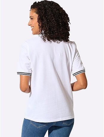 Polo classique à col côtelé avec rayures contrastées et motif ancre - Taille standard - Witt