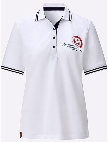 Polo classique à col côtelé avec rayures contrastées et motif ancre - Taille standard - Witt