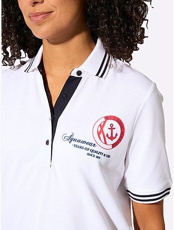 Polo classique à col côtelé avec rayures contrastées et motif ancre - Taille standard - Witt