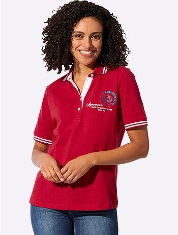 Polo classique à col côtelé avec rayures contrastées et motif ancre - Taille standard - Witt
