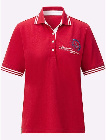 Polo classique à col côtelé avec rayures contrastées et motif ancre - Taille standard - Witt