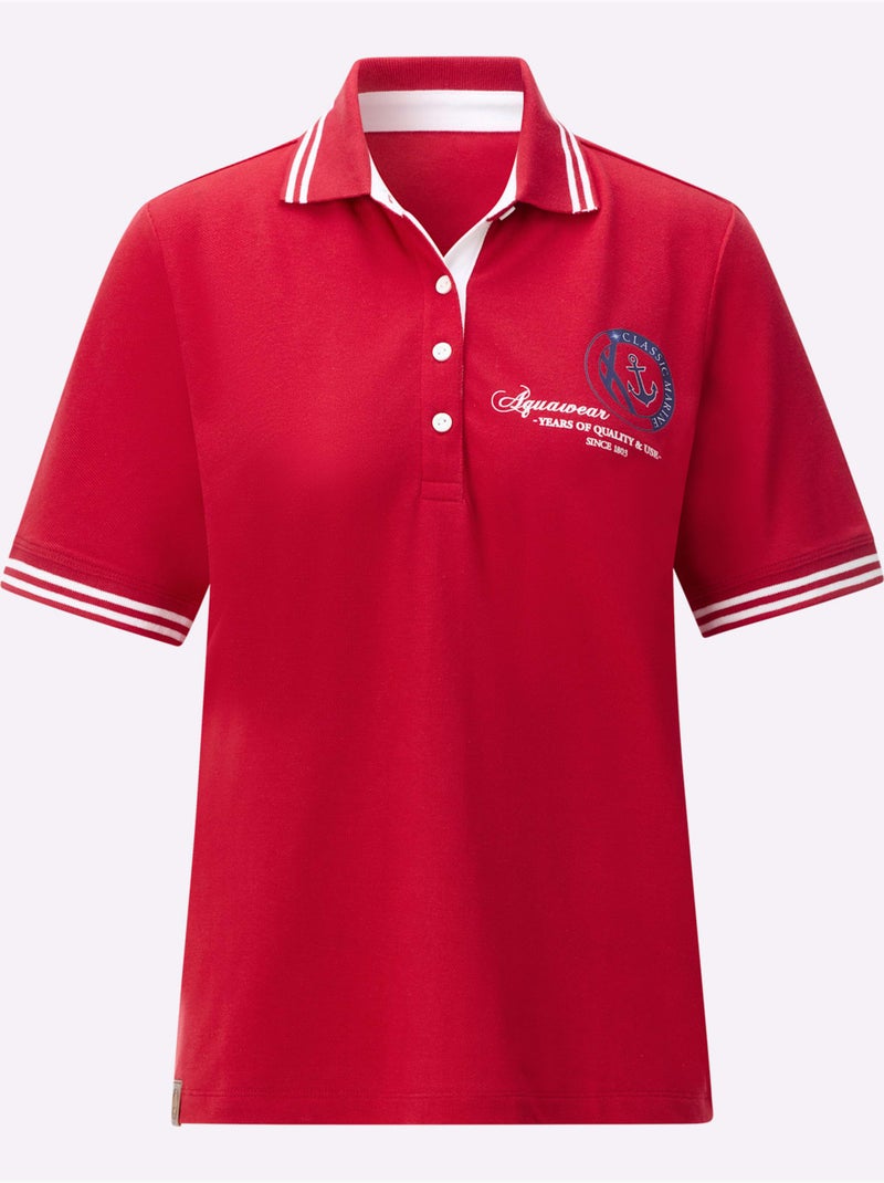 Polo classique avec col côtelé et manches courtes à rayures - Taille standard - Witt Rouge - Kiabi
