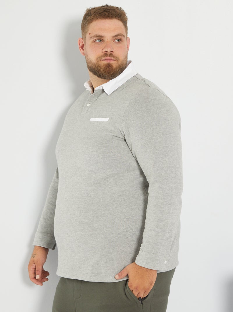 Polo col chemise Gris - Kiabi