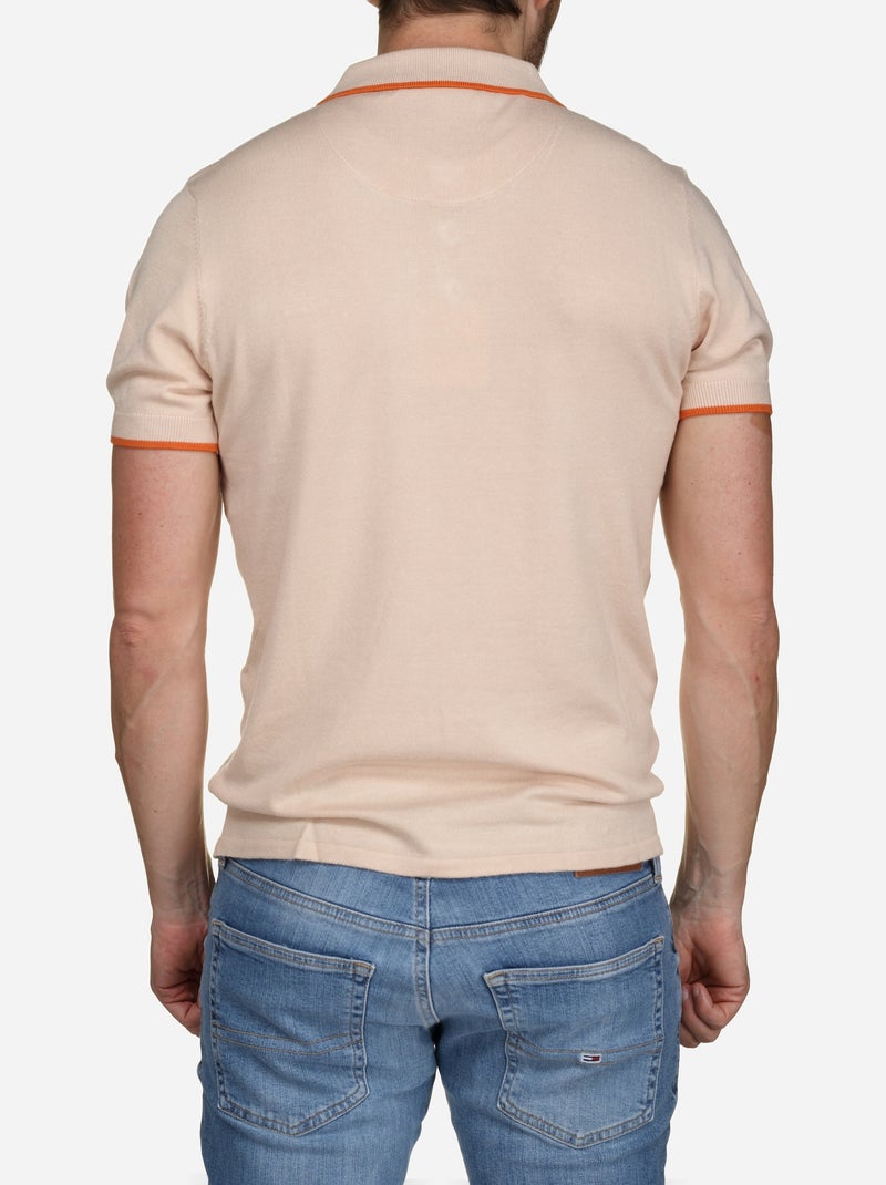 Polo col liseré - Bill Tornade Beige clair - Kiabi