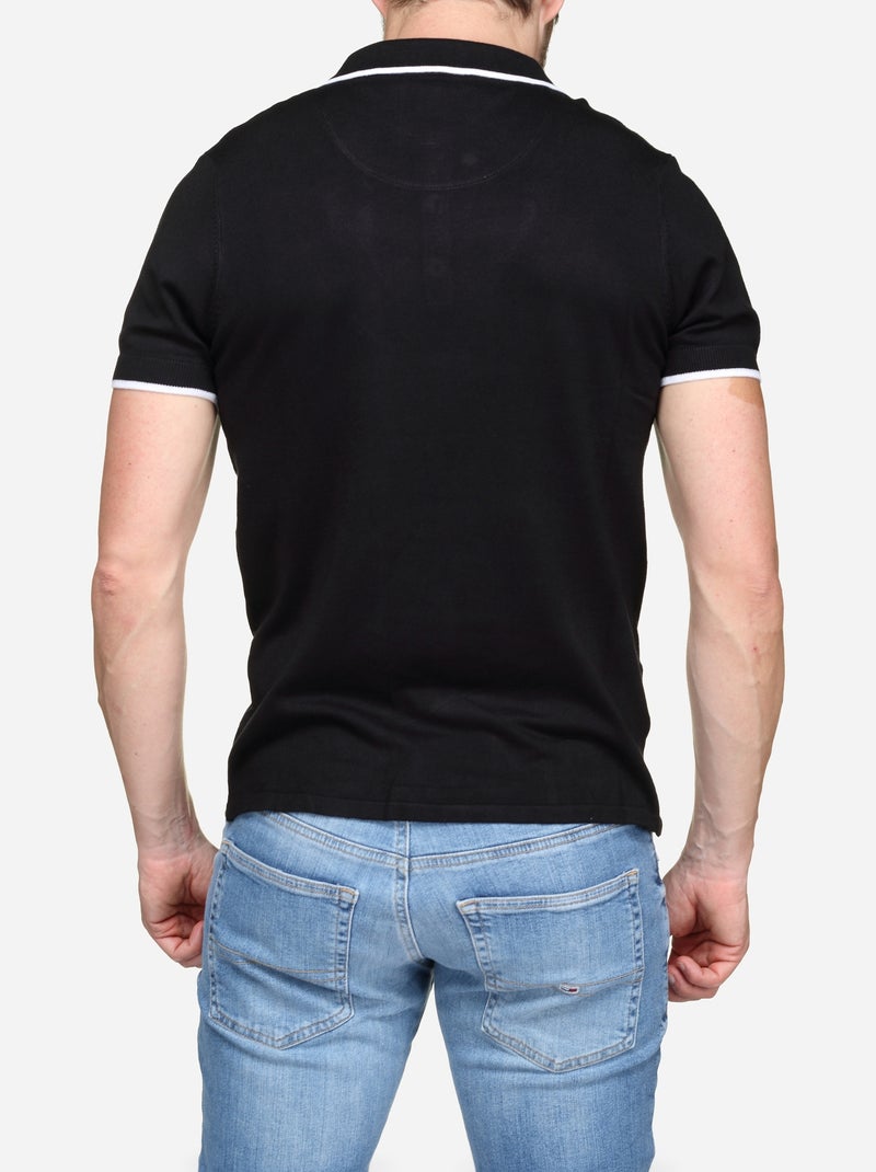 Polo col liseré - Bill Tornade Noir - Kiabi