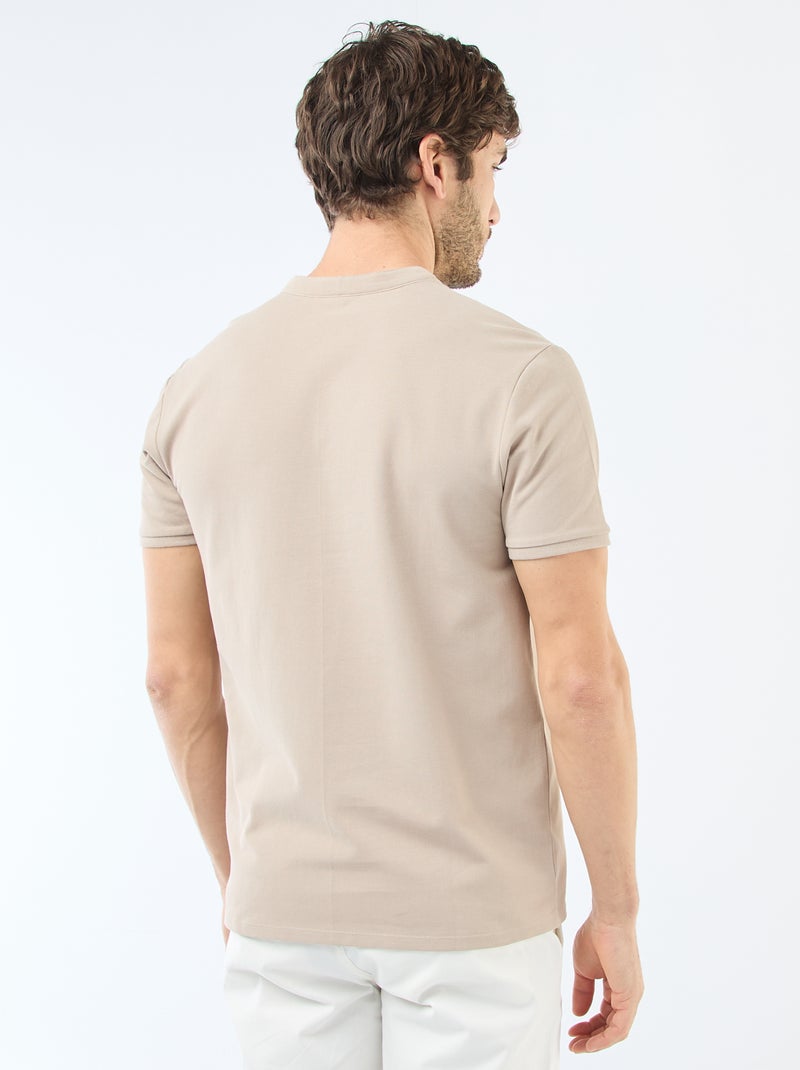 Polo col mao Beige - Kiabi