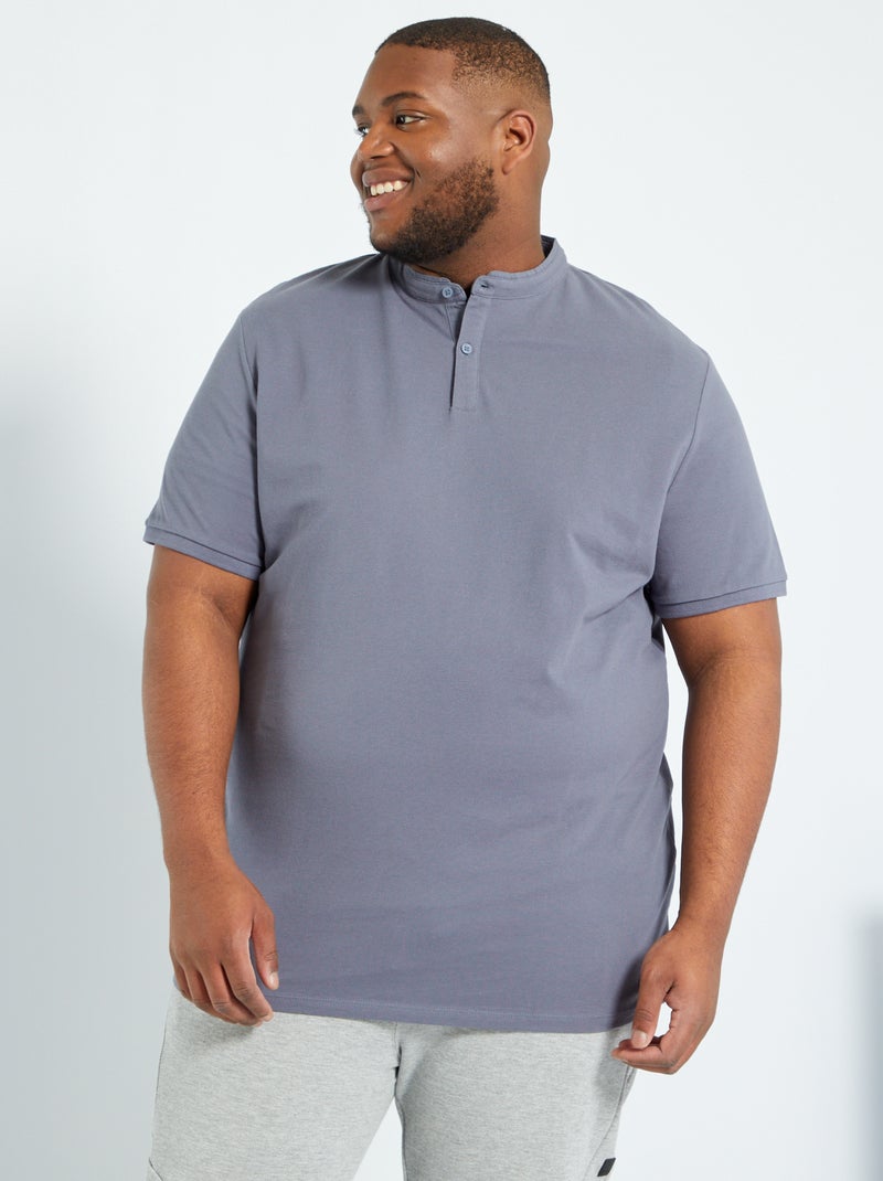 Polo col mao gris bleu - Kiabi