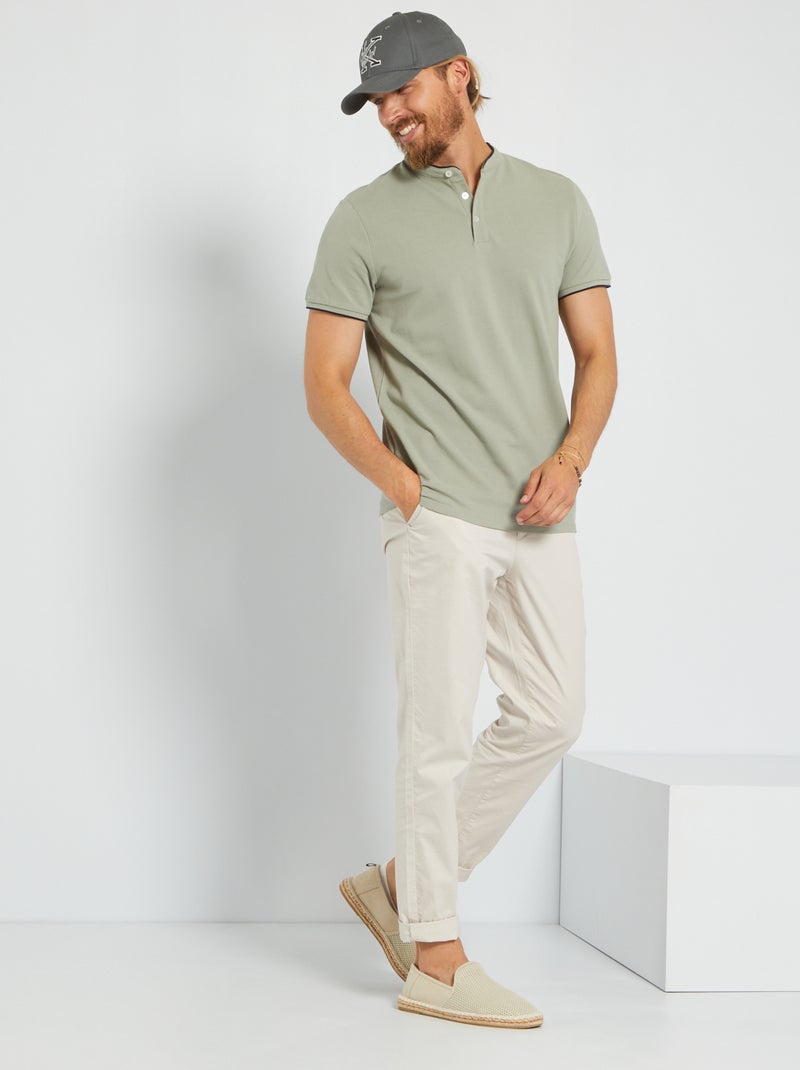 Polo col mao Vert gris - Kiabi
