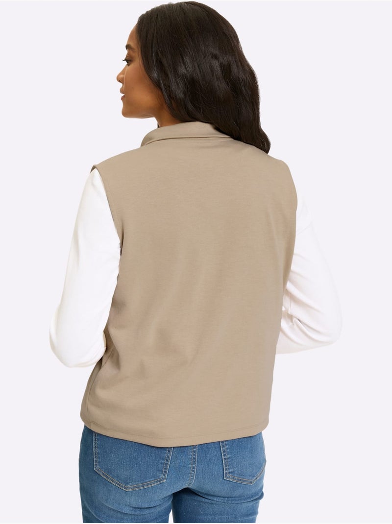 Polo col montant à glissière - taille standard - helline Beige - Kiabi