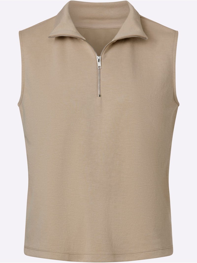 Polo col montant à glissière - taille standard - helline Beige - Kiabi