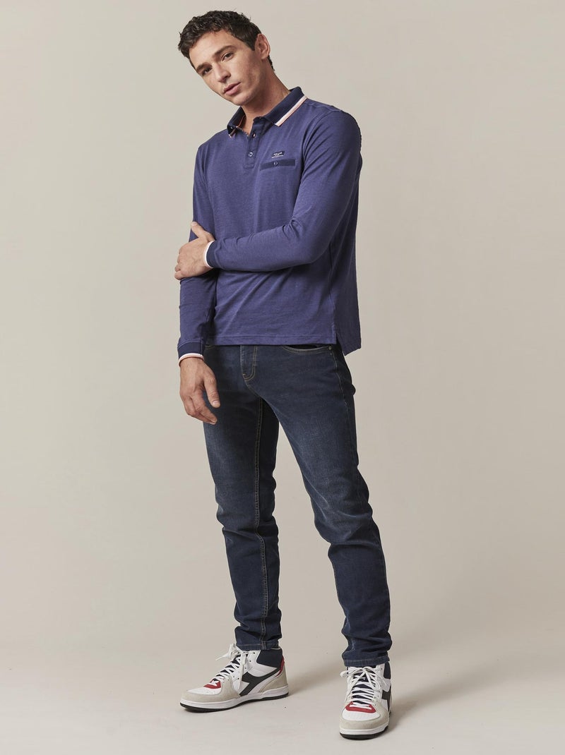 Polo col polo jersey coton 'Deeluxe' Bleu fluo - Kiabi