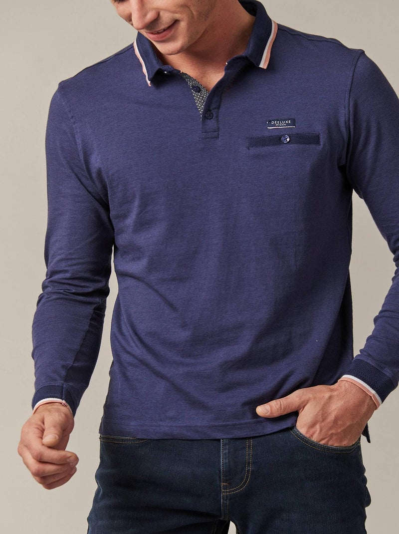 Polo col polo jersey coton 'Deeluxe' Bleu fluo - Kiabi