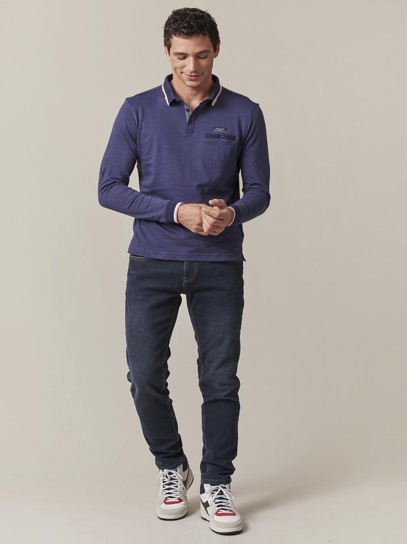 Polo col polo jersey coton 'Deeluxe' Bleu fluo - Kiabi