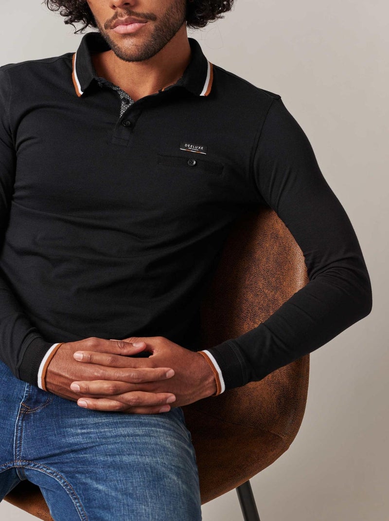 Polo col polo jersey coton 'Deeluxe' Noir - Kiabi