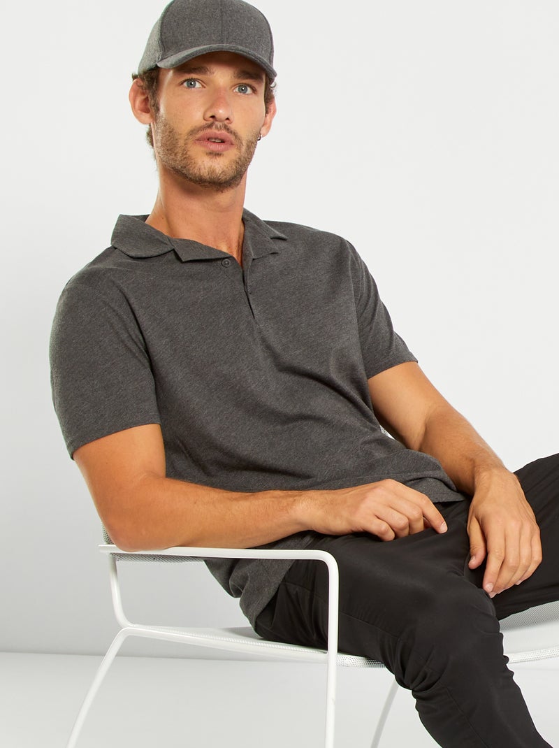 Polo col V anthracite - Kiabi