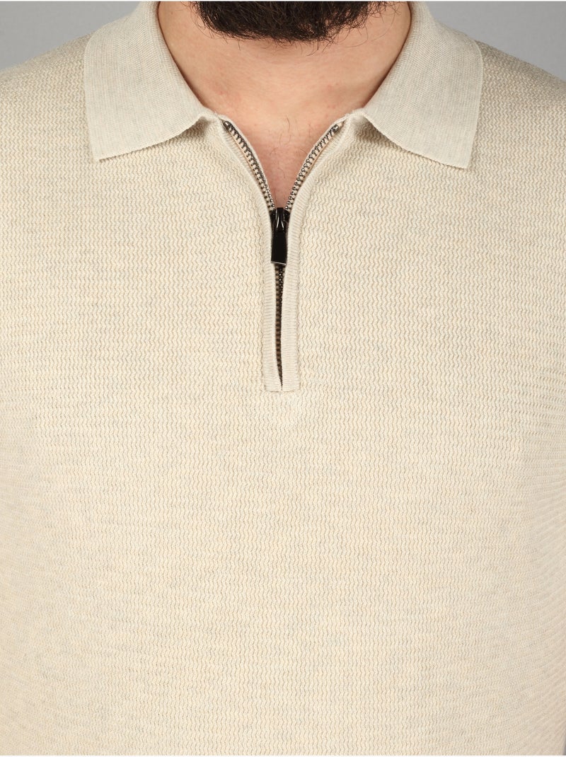 Polo col zippé - Frilivin Beige - Kiabi