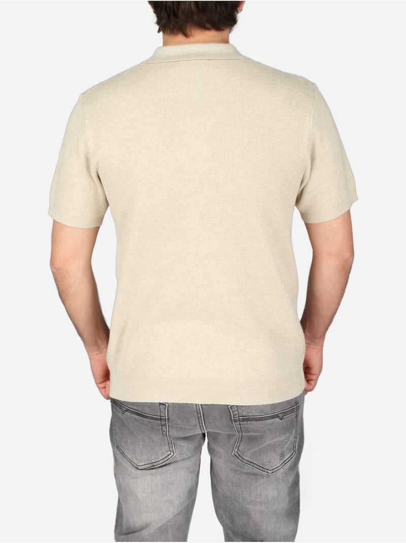 Polo col zippé - Frilivin Beige - Kiabi