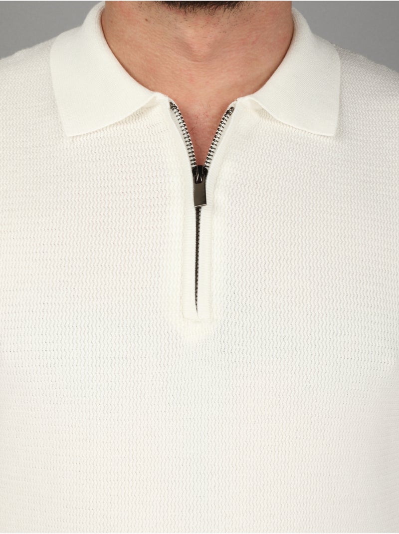 Polo col zippé - Frilivin Blanc - Kiabi