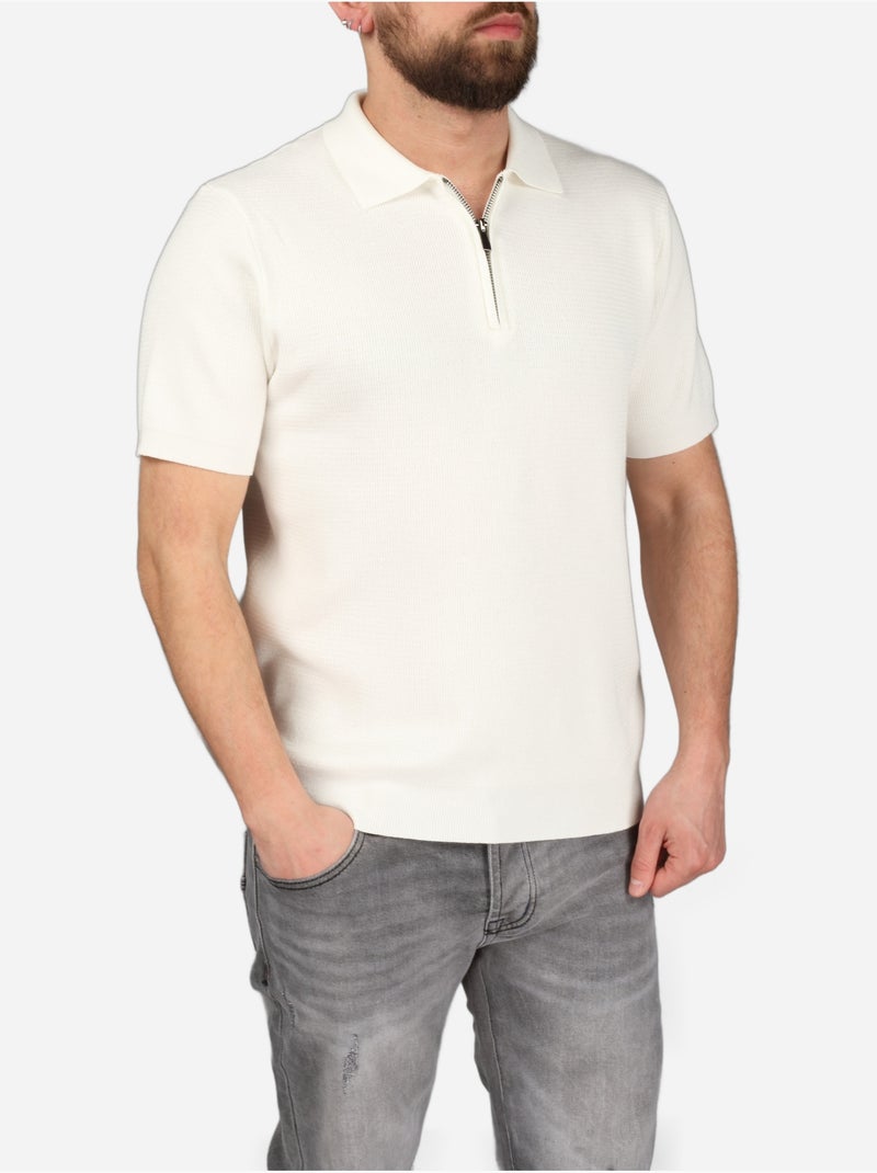 Polo col zippé - Frilivin Blanc - Kiabi