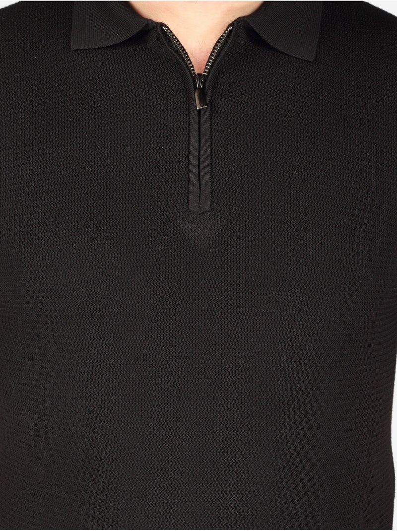 Polo col zippé - Frilivin Noir - Kiabi