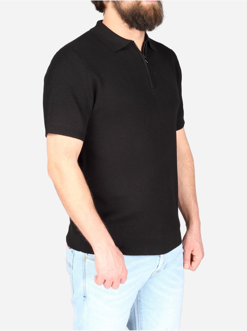 Polo col zippé - Frilivin Noir - Kiabi