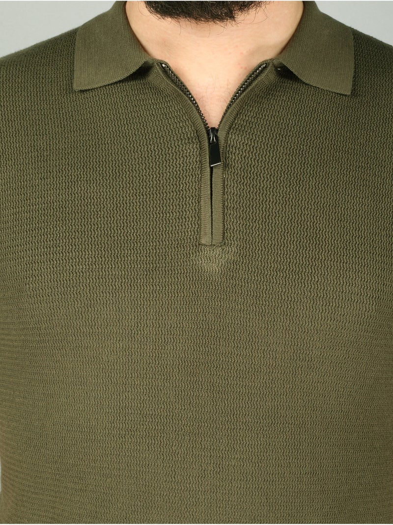 Polo col zippé - Frilivin Vert foncé - Kiabi