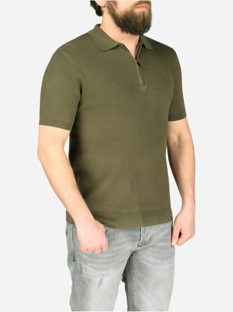 Polo col zippé - Frilivin Vert foncé - Kiabi