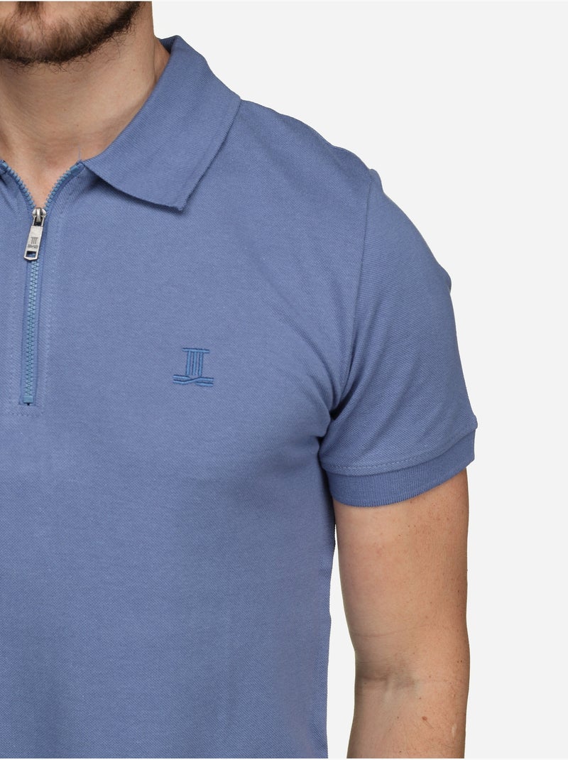 Polo col zippé - Torrente Bleu pastel - Kiabi
