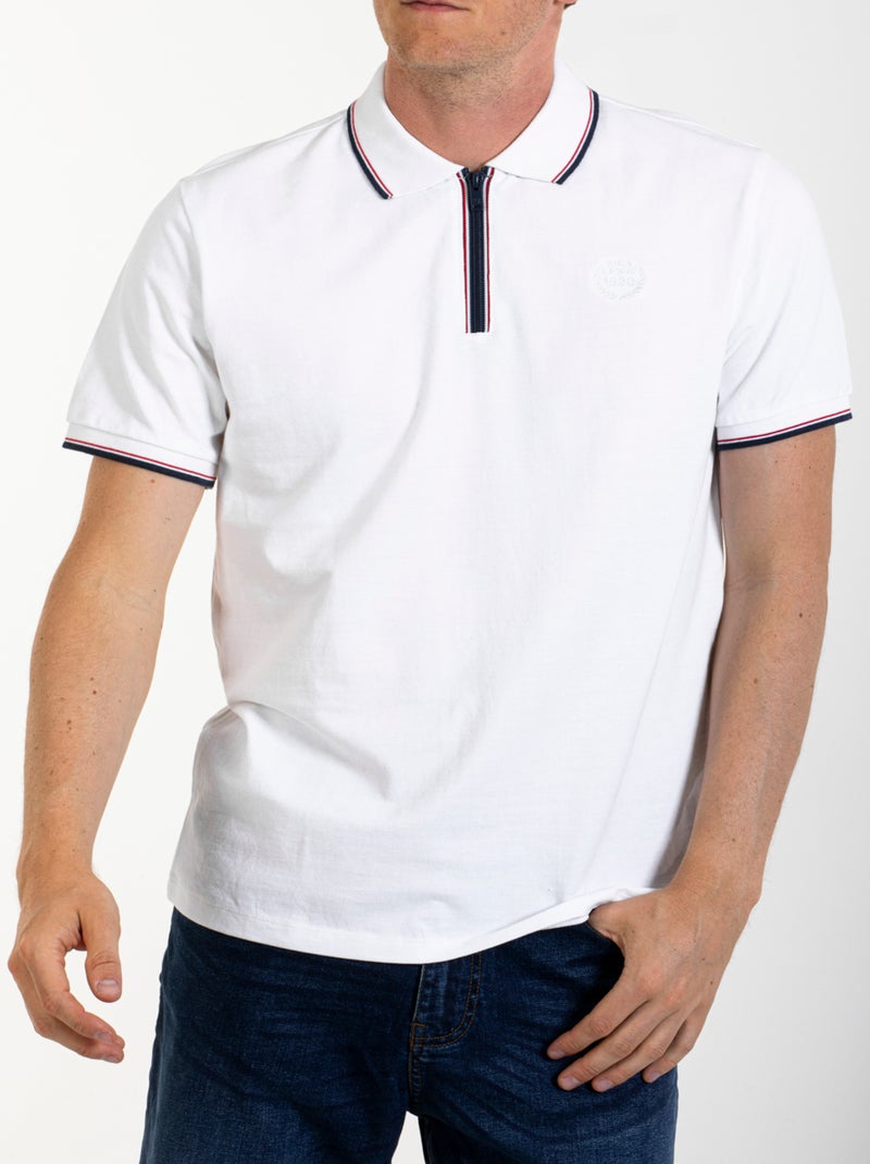 Polo col zippé FLOYD 'Rica Lewis' Blanc - Kiabi