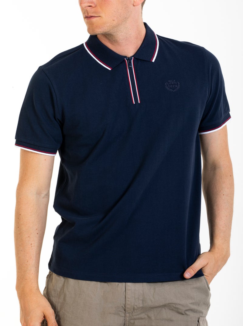 Polo col zippé FLOYD 'Rica Lewis' Bleu - Kiabi