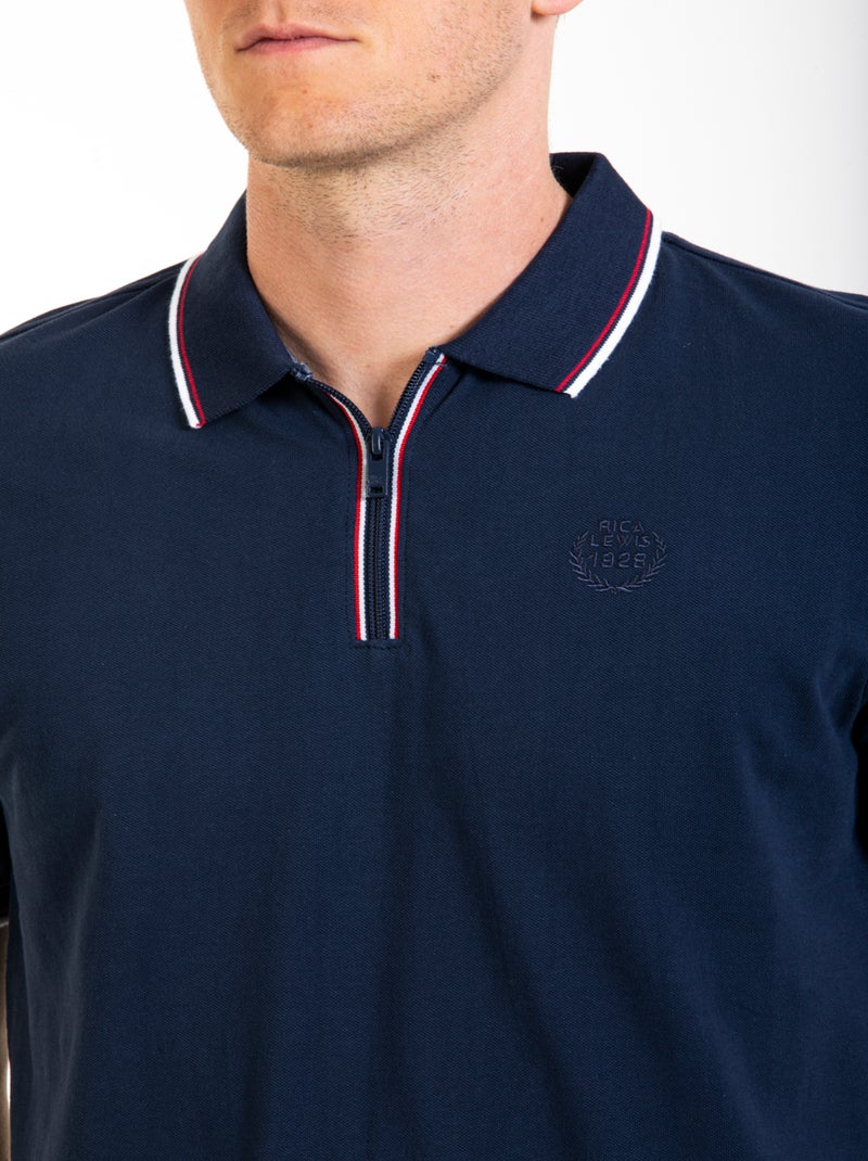 Polo col zippé FLOYD 'Rica Lewis' Bleu - Kiabi
