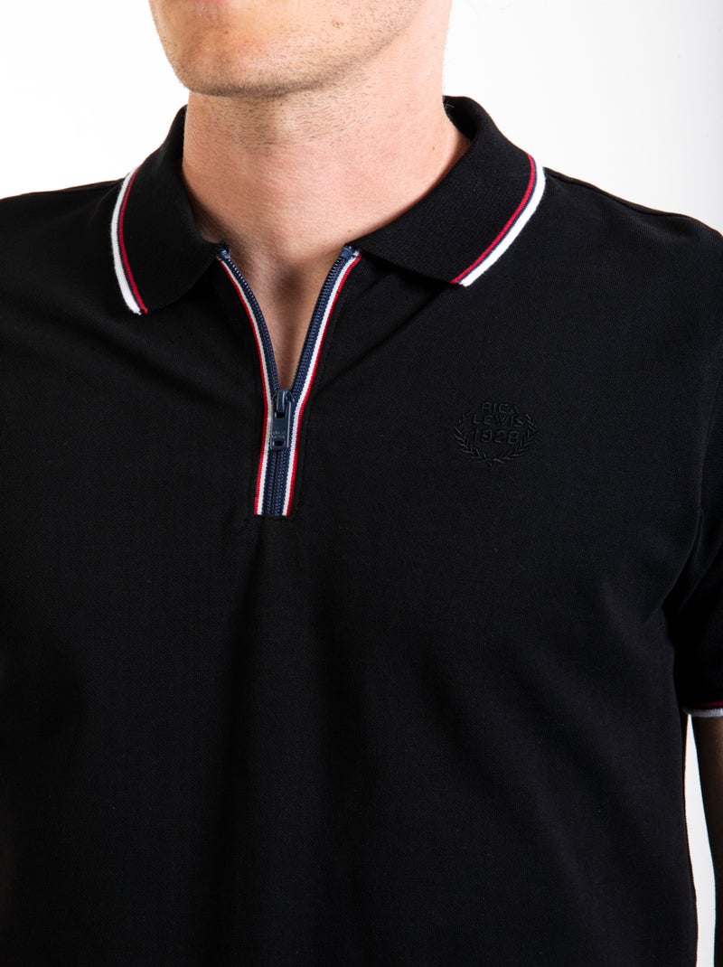 Polo col zippé FLOYD 'Rica Lewis' Noir - Kiabi