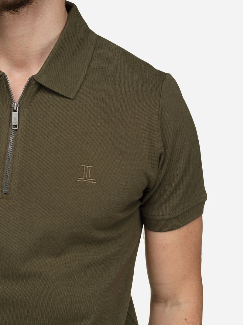 Polo col zippé Kaki - Kiabi