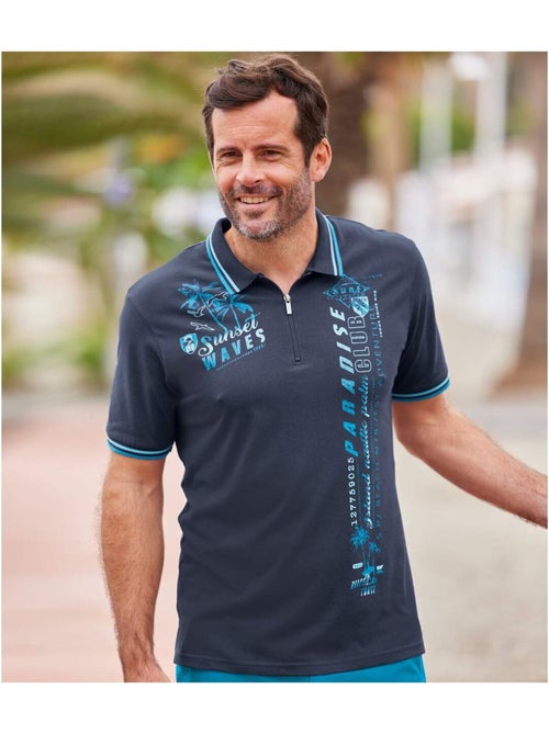 Polo Col Zippé Nautic Club   - ATLAS FOR MEN - Kiabi