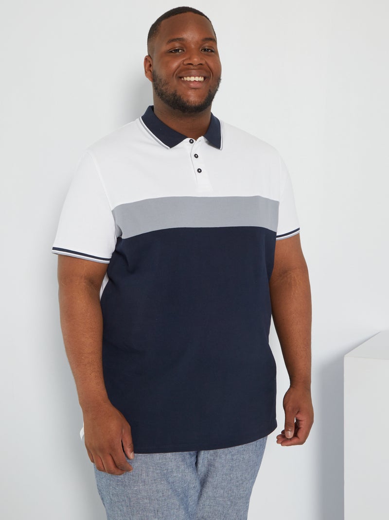 Polo color-block blanc - Kiabi