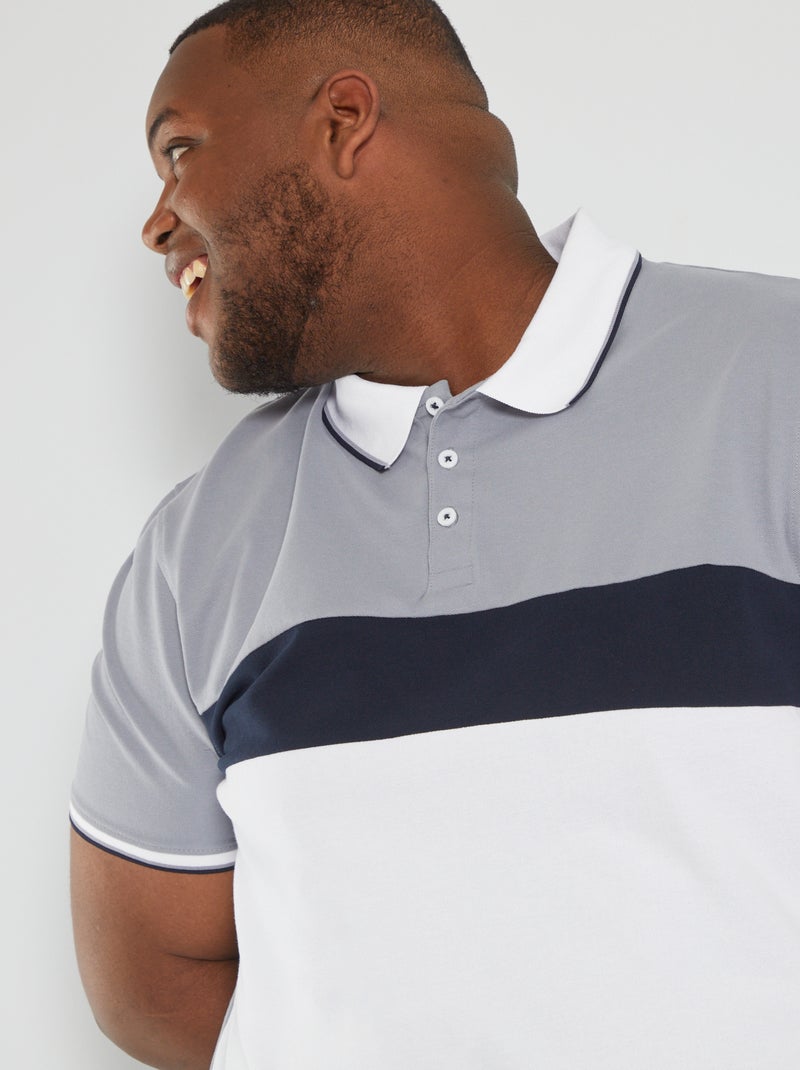 Polo color-block Bleu - Kiabi