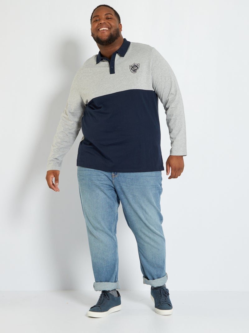 Polo color-block en jersey Bleu marine - Kiabi